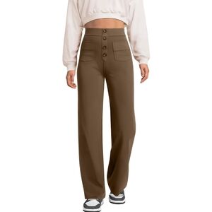 Keriffe Women's Straight Leg Pants High Waisted Button Multiple Pockets Size XS